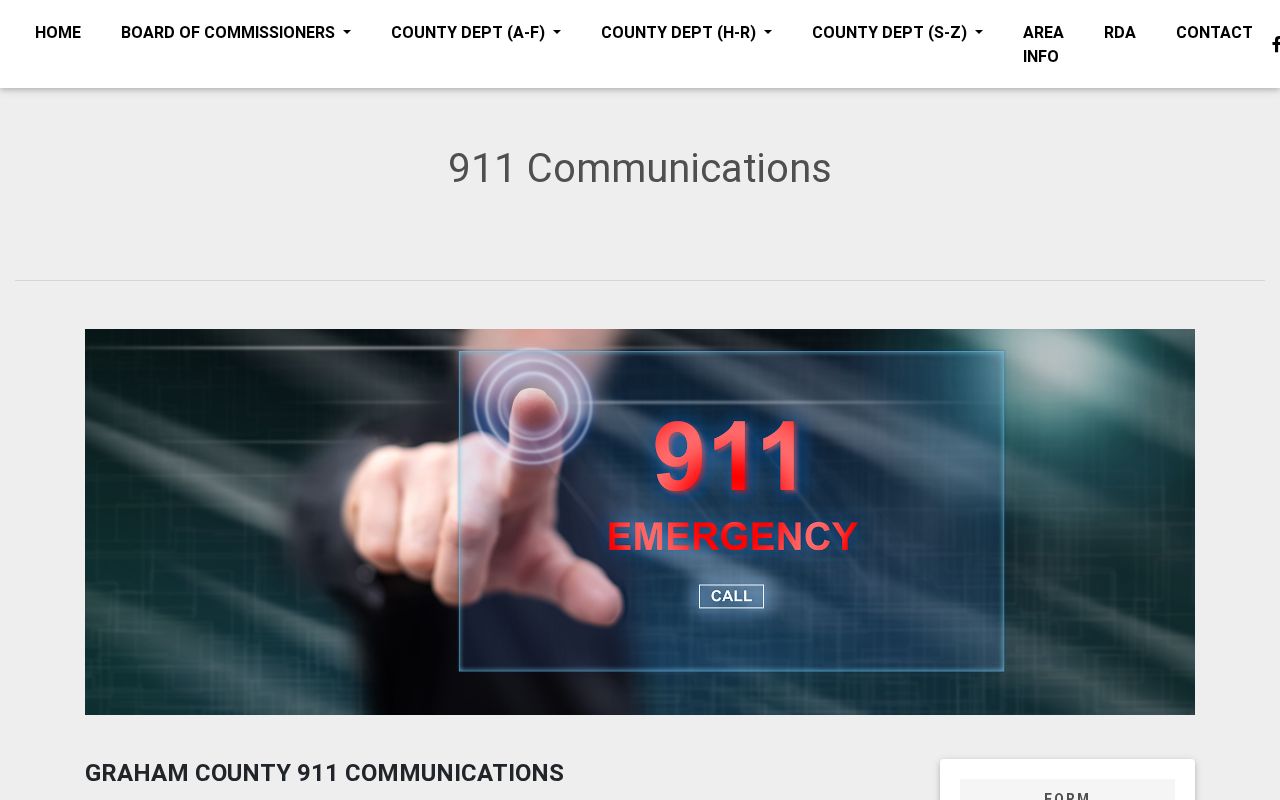 Graham County 911 Communications page showing county dispatch and agency context