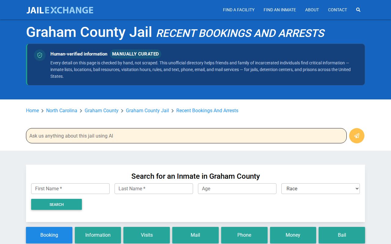 Unofficial Graham County arrests today directory with jail contact caveat
